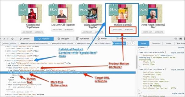 Using a browser's element inspector
